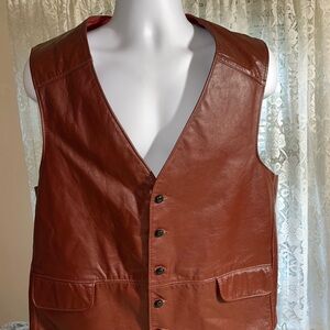 Vintage Men's Leather Vest (Wine) JcPenney  46 TALL
